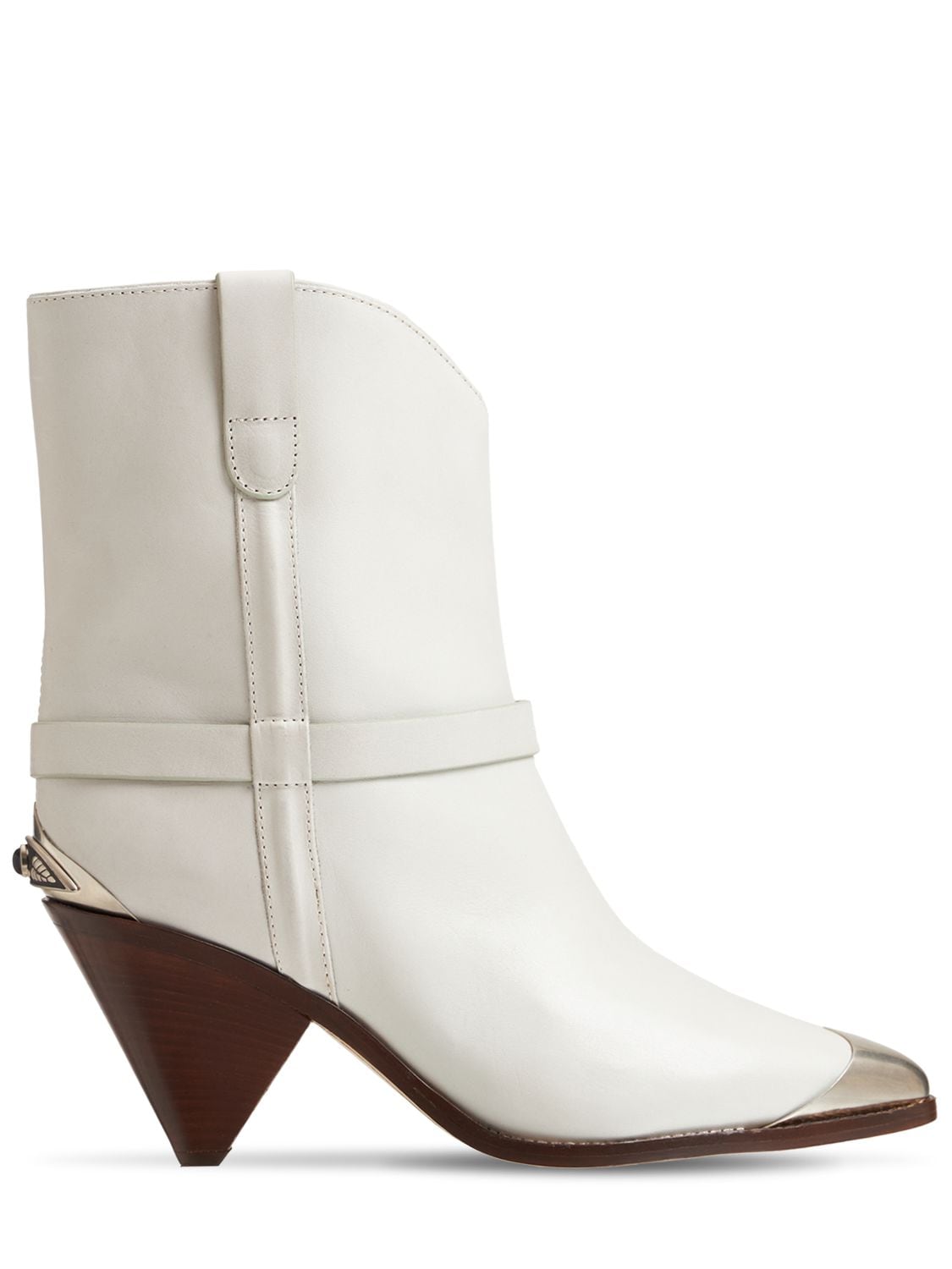Isabel Marant 75mm Limza Leather Ankle Boots In 米白色