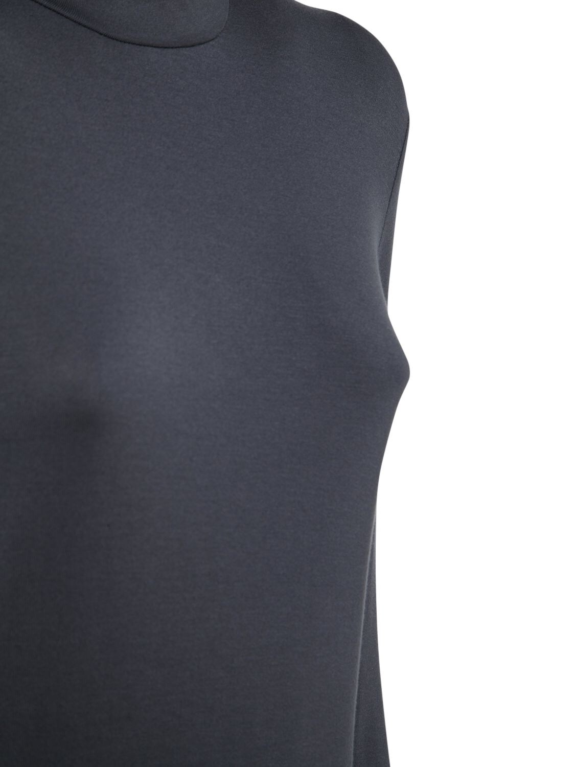 Shop Max Mara Dede Stretch Viscose Turtleneck Top In Dark Blue