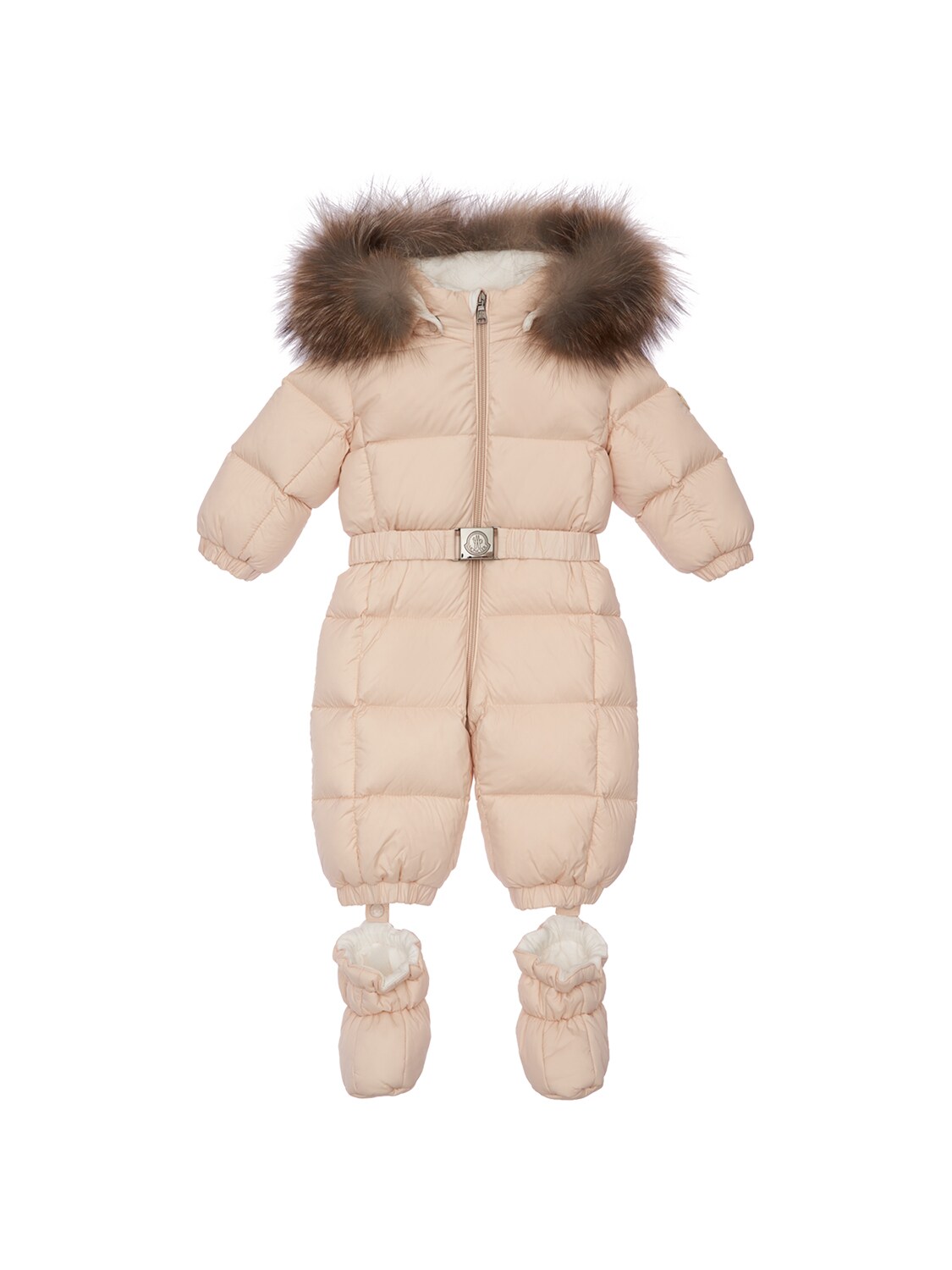 Moncler Babies' “new Jean”尼龙羽绒连体裤 In Pink