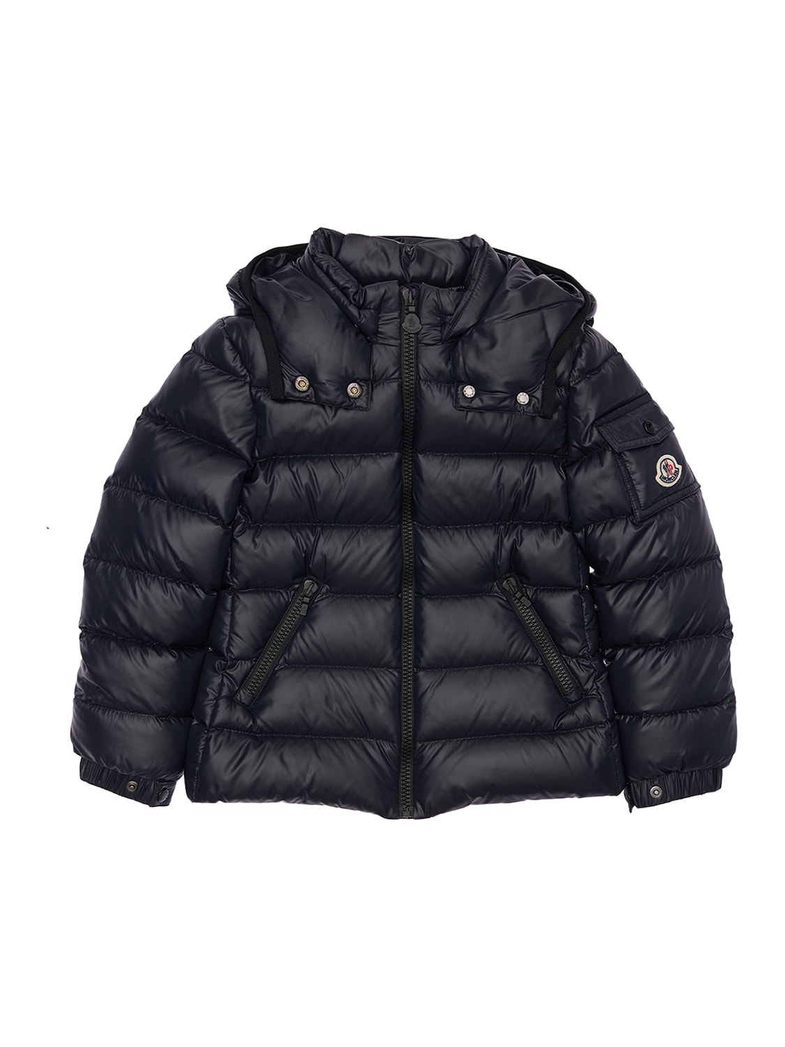 Moncler Kids' Bady Hooded Nylon Down Jacket In Navy
