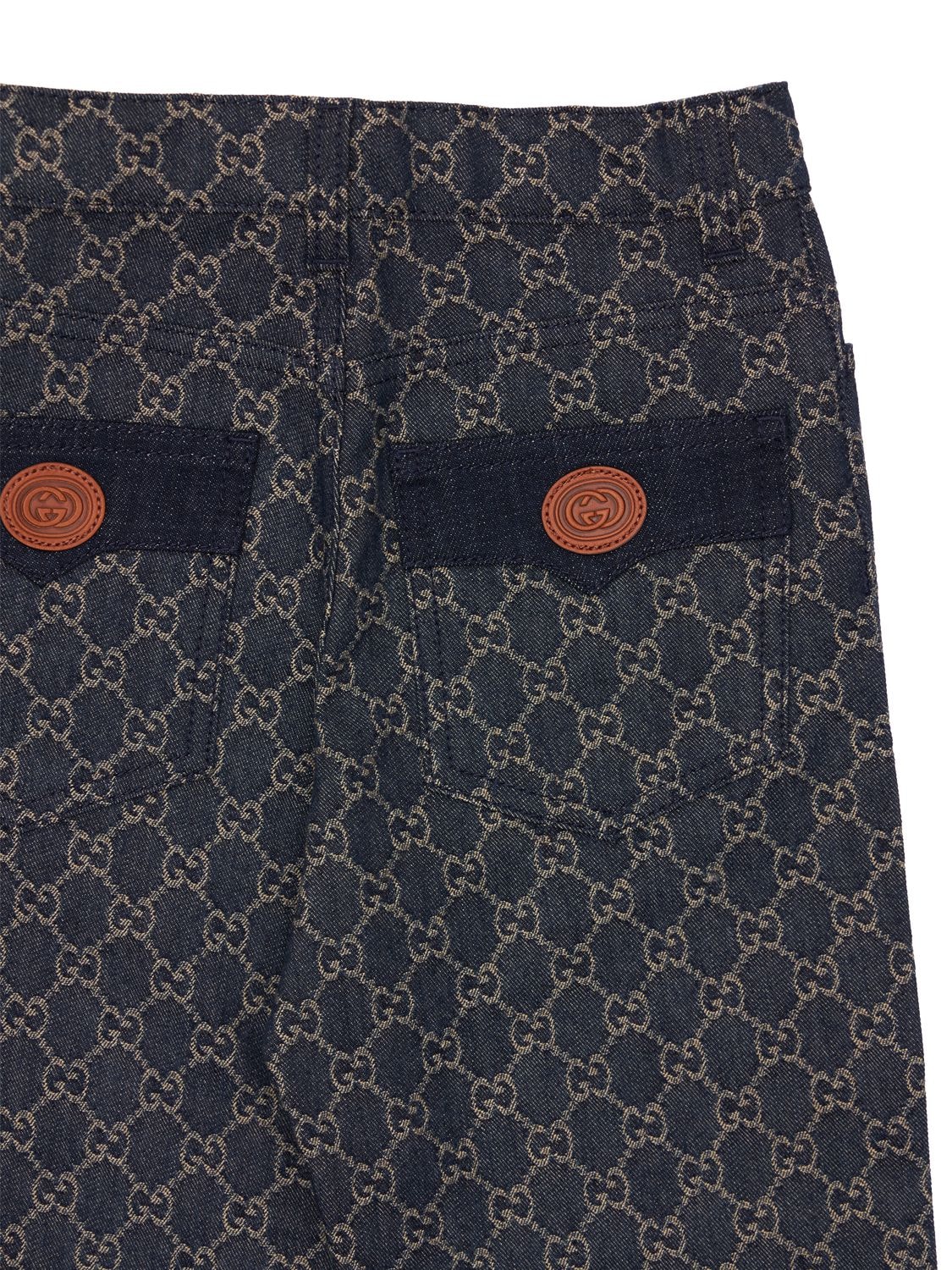 Shop Gucci Gg Cotton Denim Jacquard Jeans In Navy
