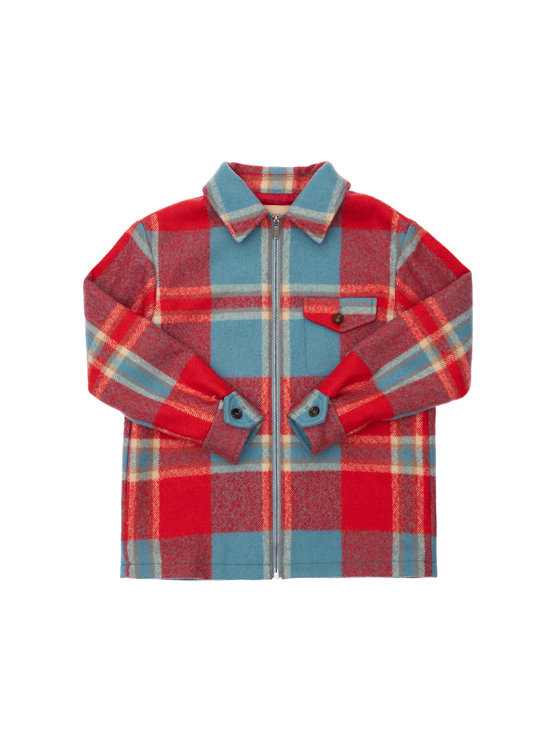 Gucci Kids' Check Wool Jacket In Red,blue