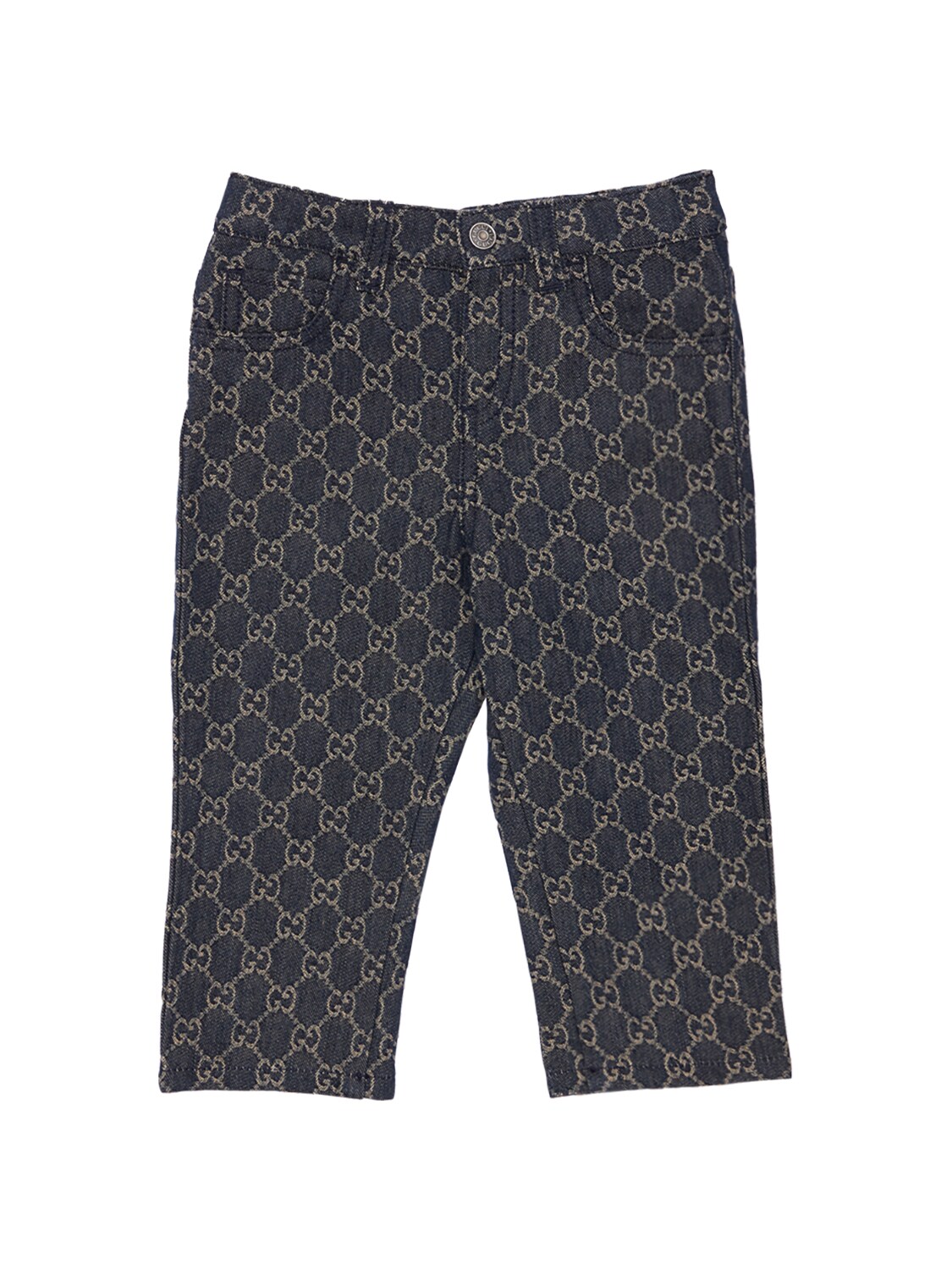 Gucci Kids' Navy Gg All Over Denim Trousers