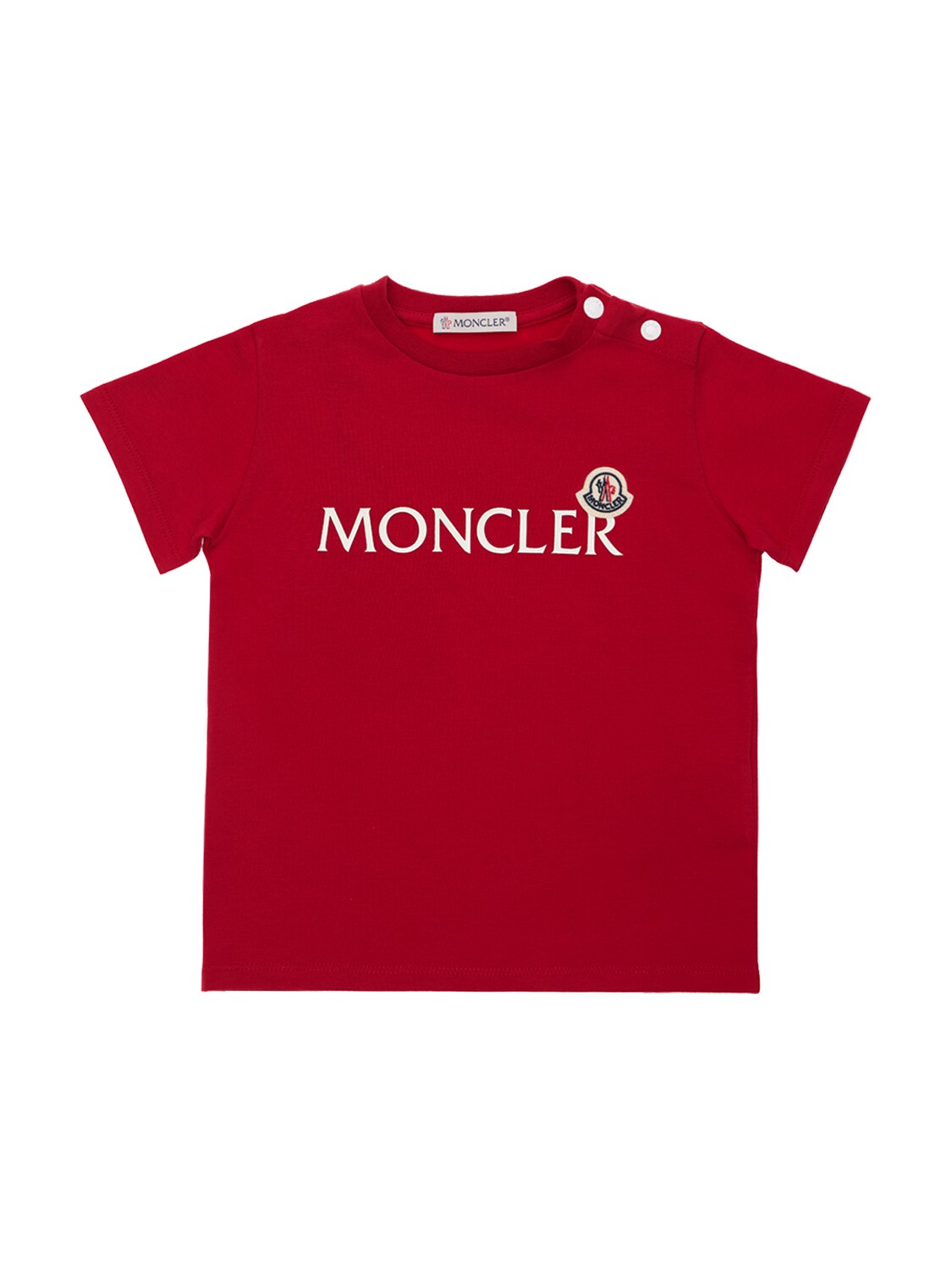 Moncler Kids' Logo Print Cotton T-shirt In 레드 | ModeSens