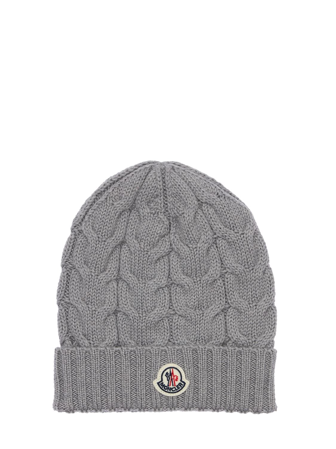 Wool Cable Knit Beanie Hat W/ Logo