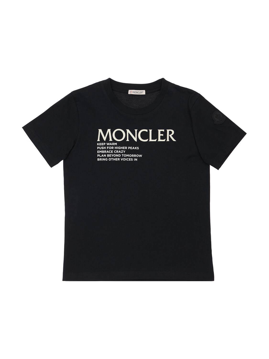 Moncler Kids' Logo Print Cotton Jersey T-shirt In White | ModeSens