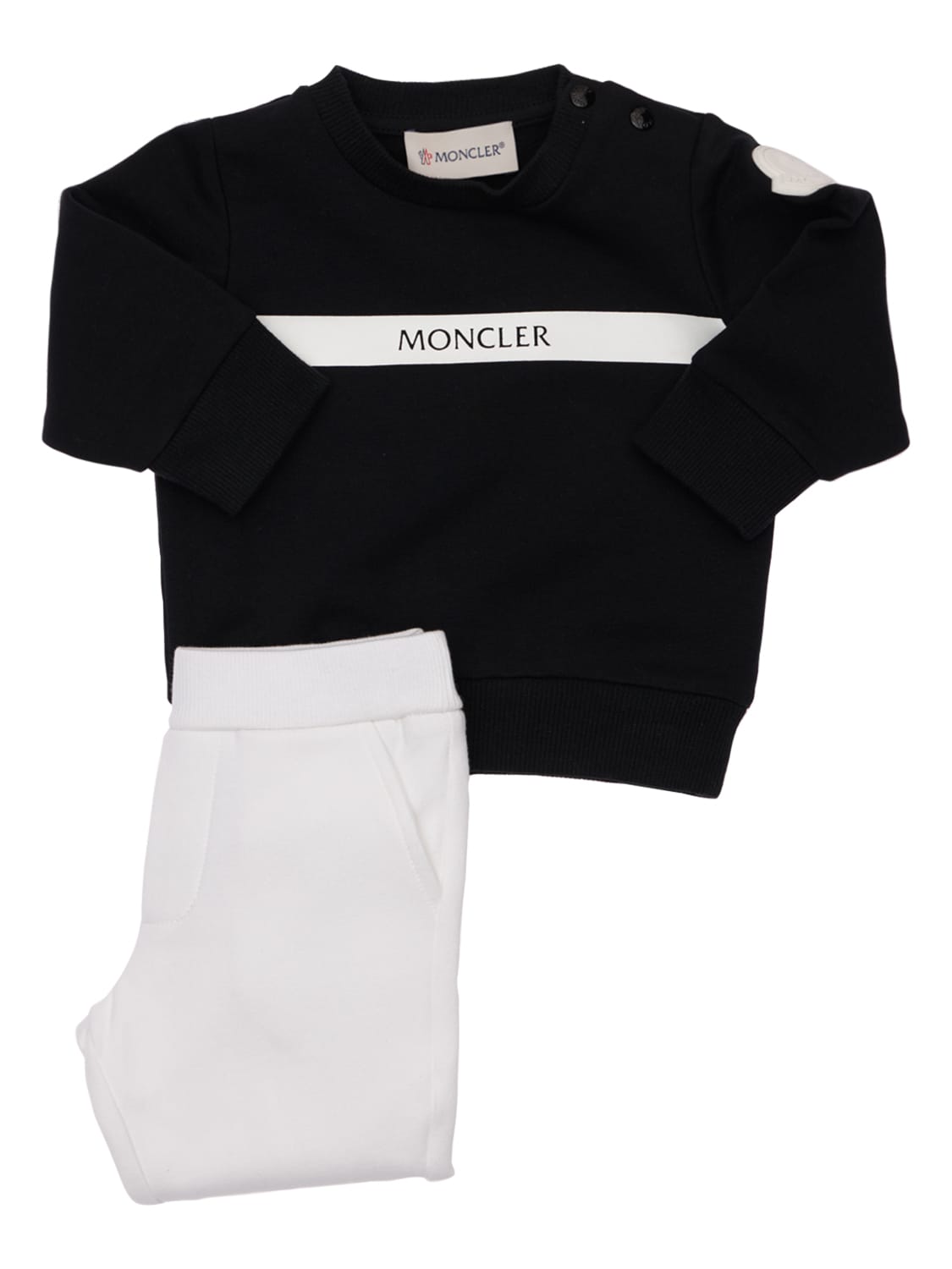 Moncler Kids' Logo Cotton Sweatshirt & Sweatpants In Black,white