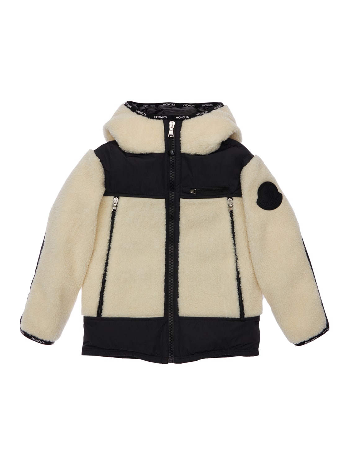 Moncler - Kerem hooded sherpa & nylon down jacket - White/Navy ...