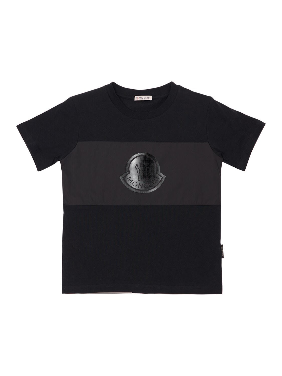Moncler Kids' Logo棉质平纹针织t恤 In Black