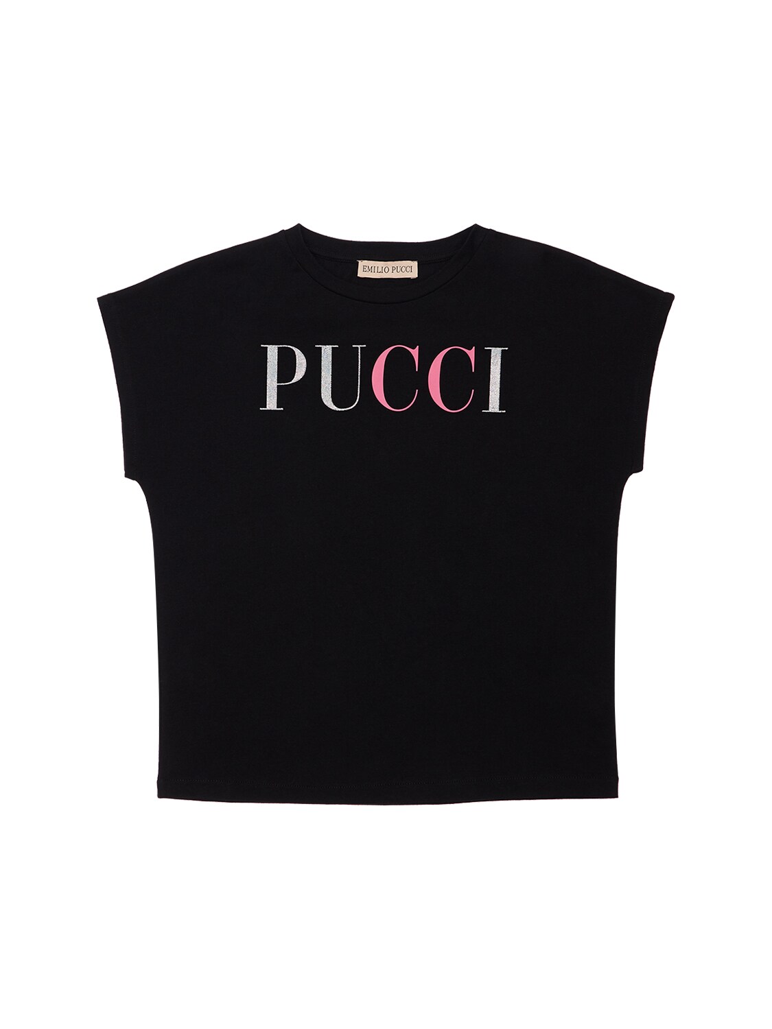 Emilio Pucci Kids' Cotton Jersey T-shirt W/ Logo In Black
