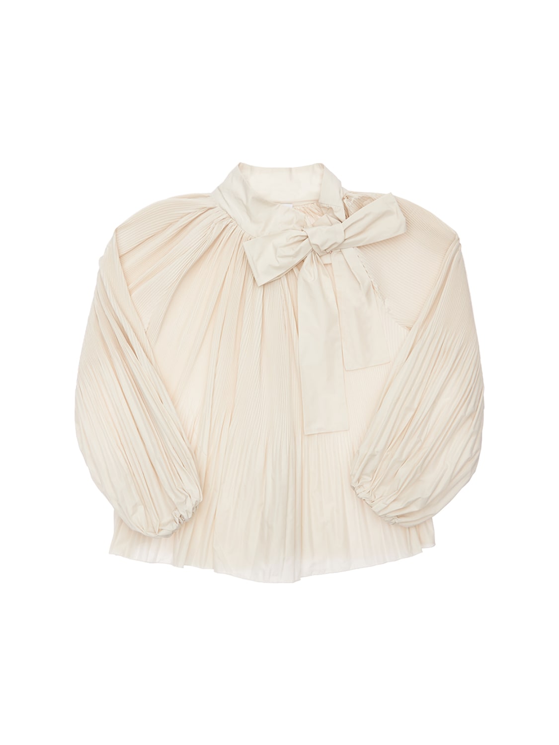 Unlabel Kids' Pleated Shirt W/ Bow In Off White