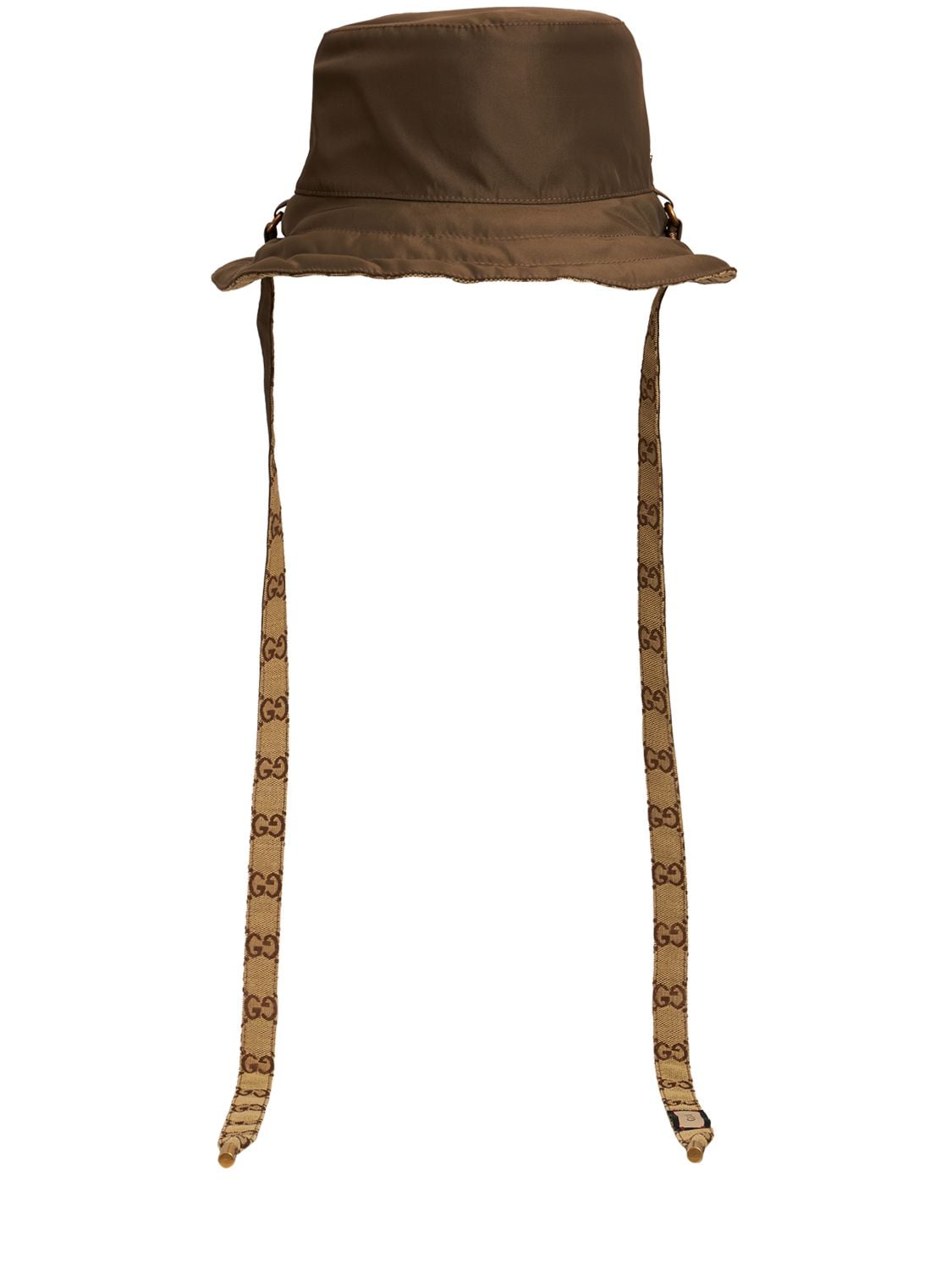 Shop the Reversible hat in GG canvas and nylon in brown at GUCCI