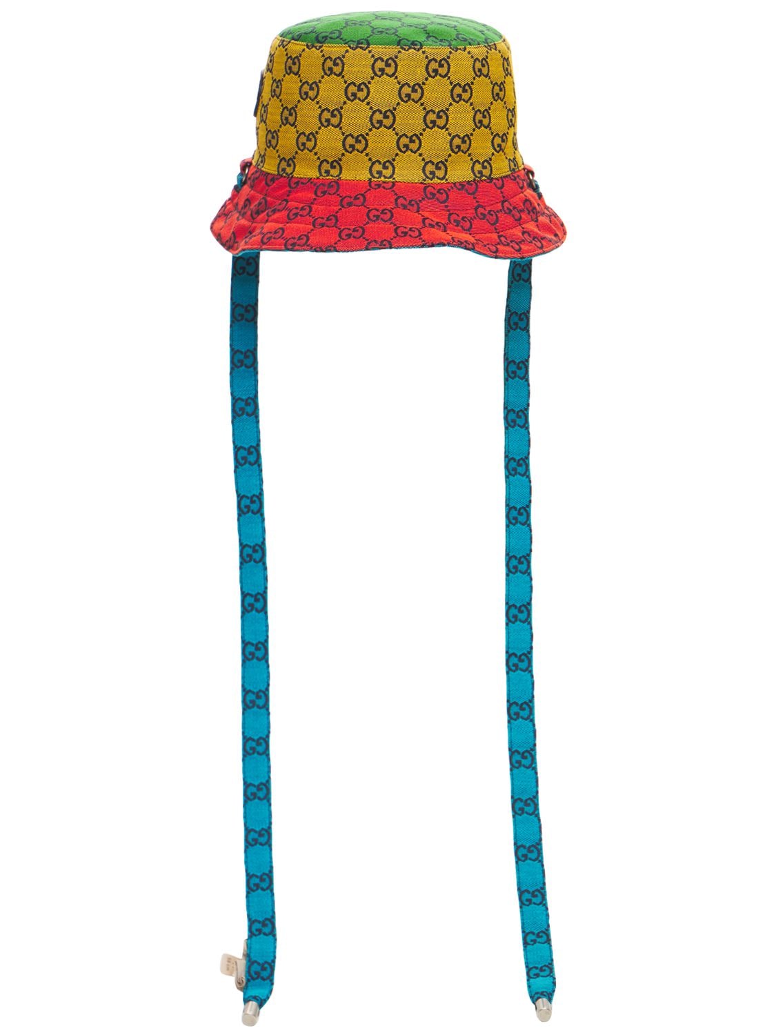 Gucci Gg Multicolor Reversible Bucket Hat In Yellow,blue