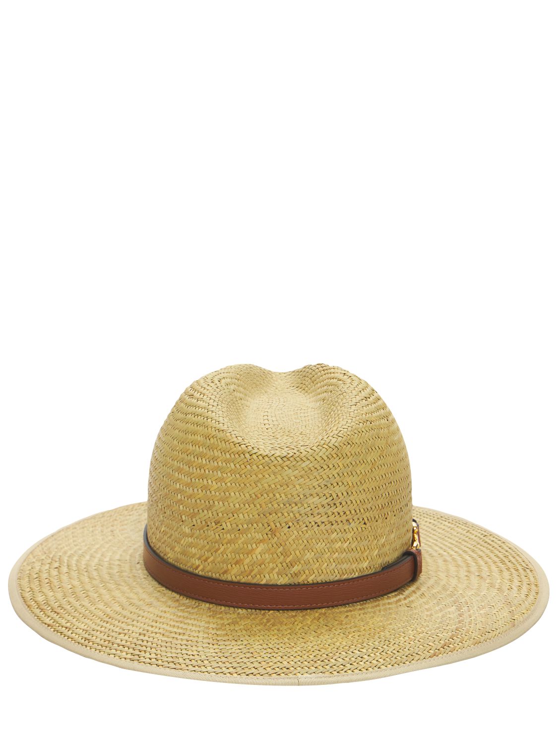 Shop Gucci Straw Brimmed Hat W/ Horsebit Detail In Beige