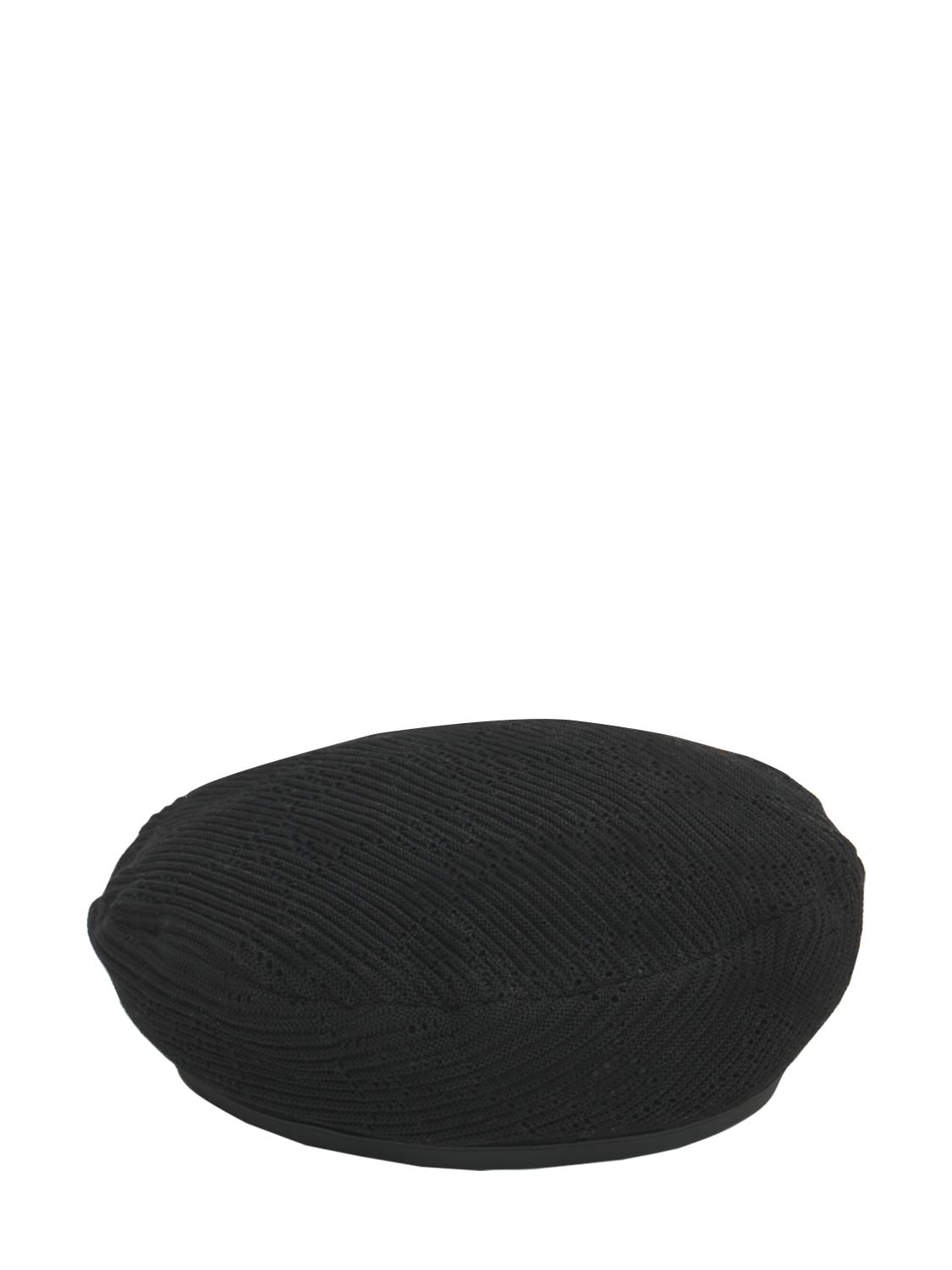 Gucci Gg Cable-knit Crochet Beret In Black