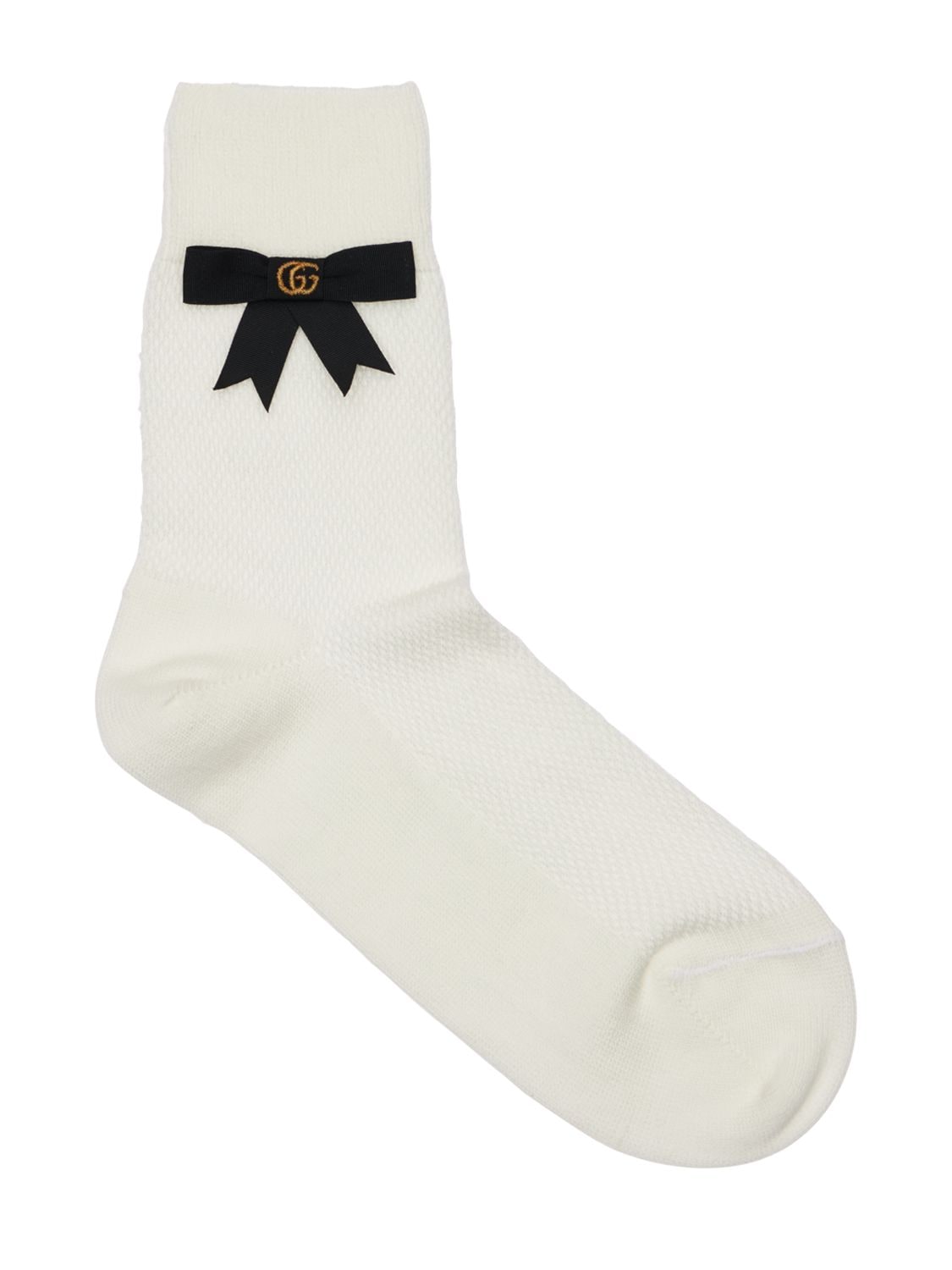 Gucci Gg Bow-embellished Cotton-blend Socks In White | ModeSens