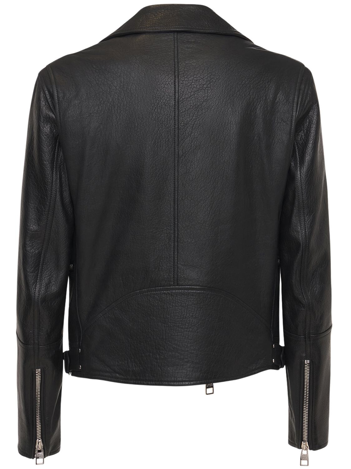 Shop Alexander Mcqueen Classic Leather Biker Jacket In Black