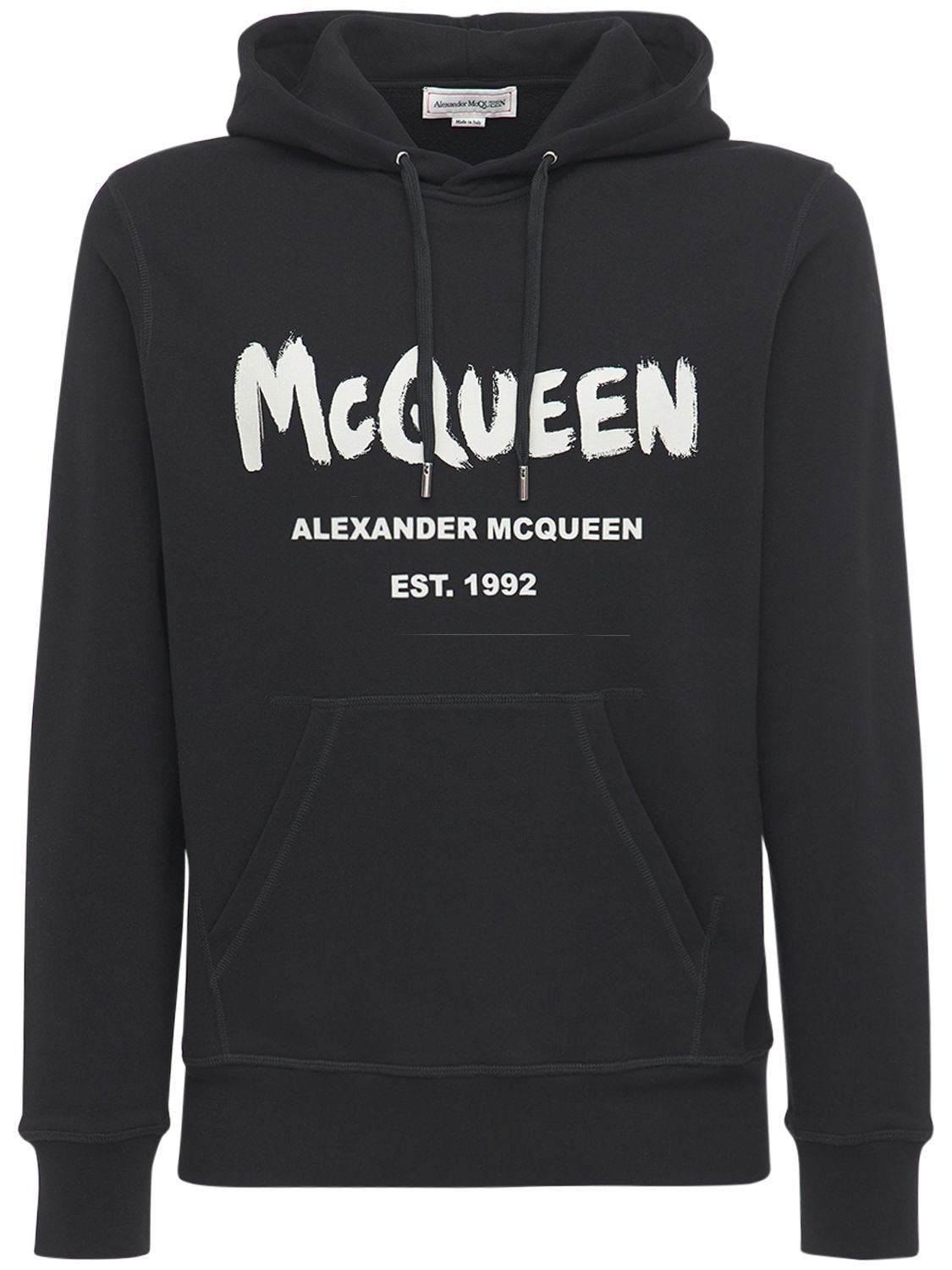 Shop Alexander Mcqueen Printed Cotton Sweatshirt In Black