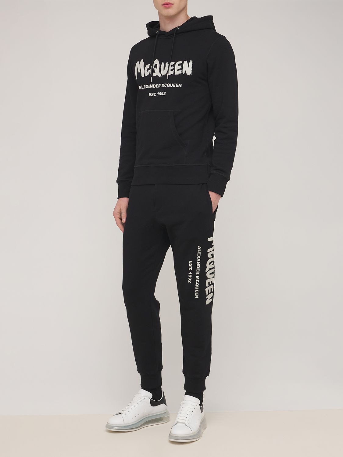 Shop Alexander Mcqueen Printed Cotton Sweatshirt In Black