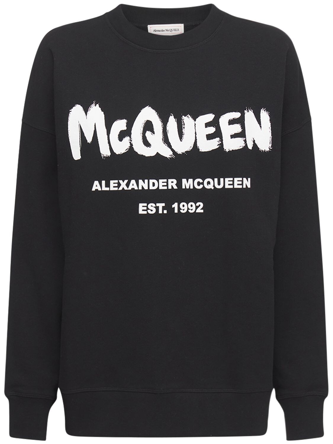 Alexander McQueen - Cotton jersey logo graffiti sweatshirt - Black ...