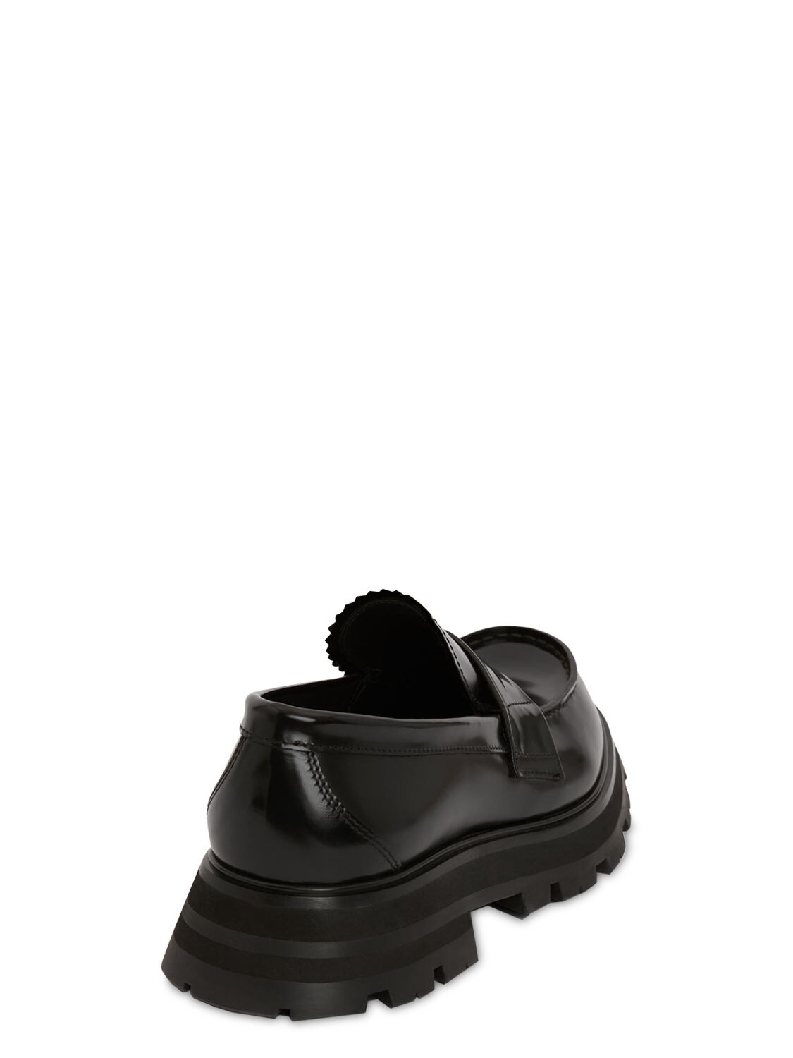 Shop Alexander Mcqueen 45mm Wander Brushed Leather Loafers In Black