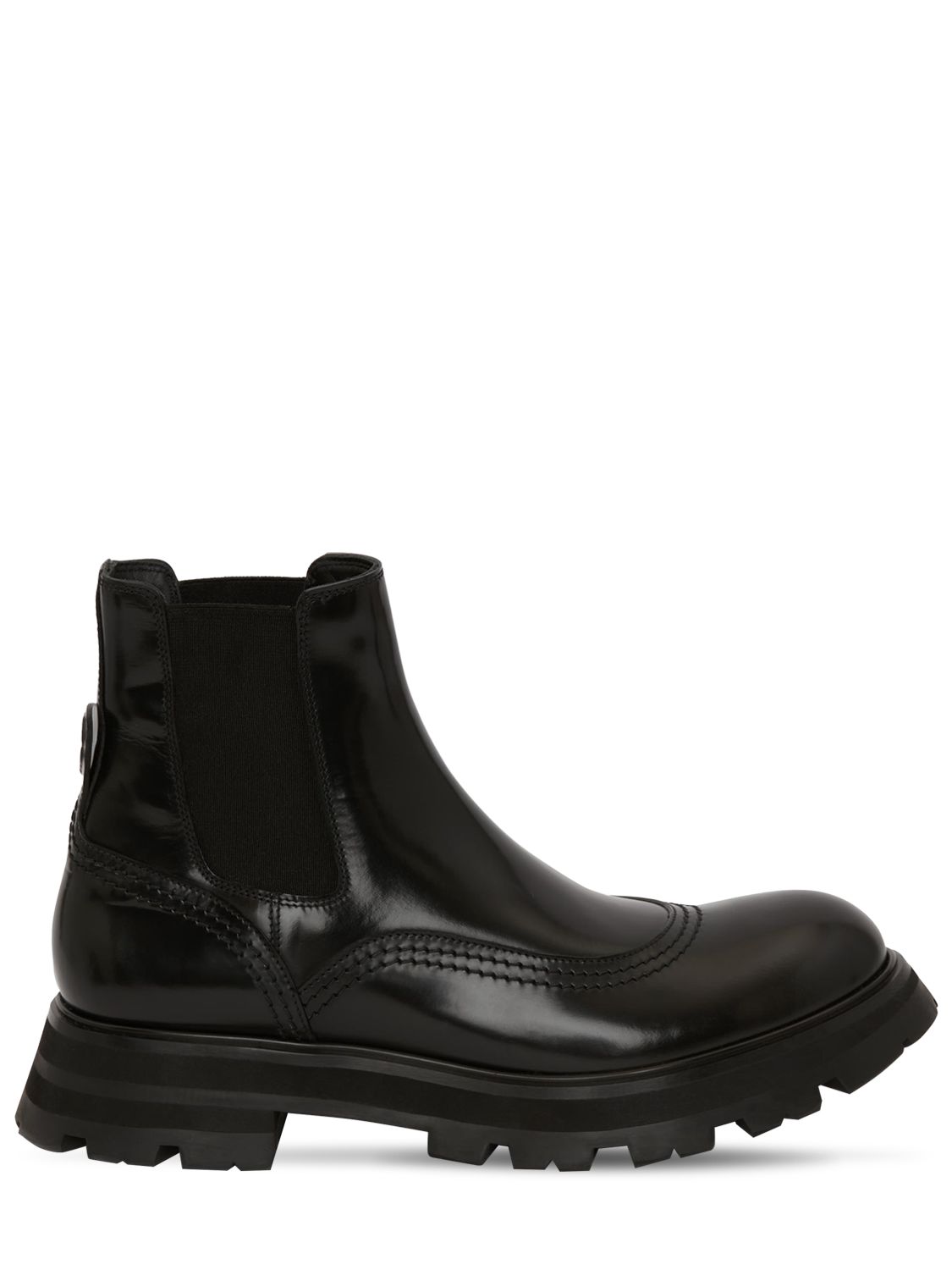 Alexander Mcqueen 60mm Brushed Leather Combat Boots In Black