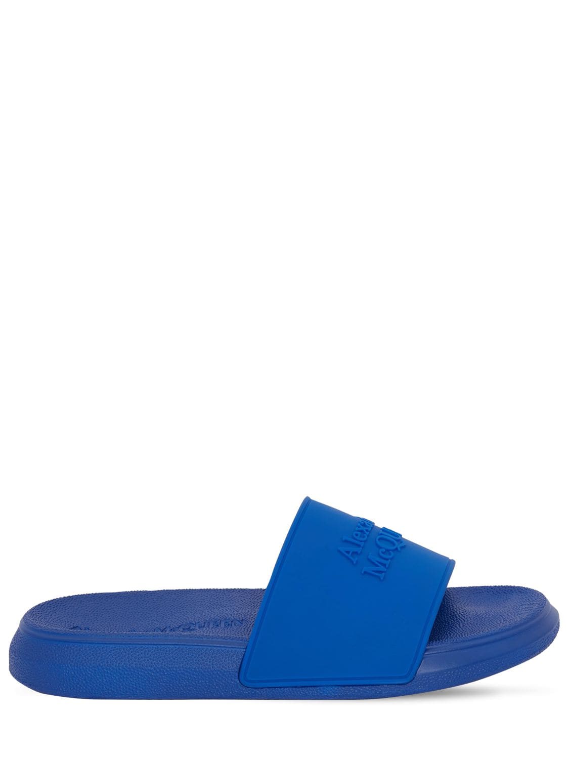Alexander Mcqueen Debossed-logo Pool Slides In Blue