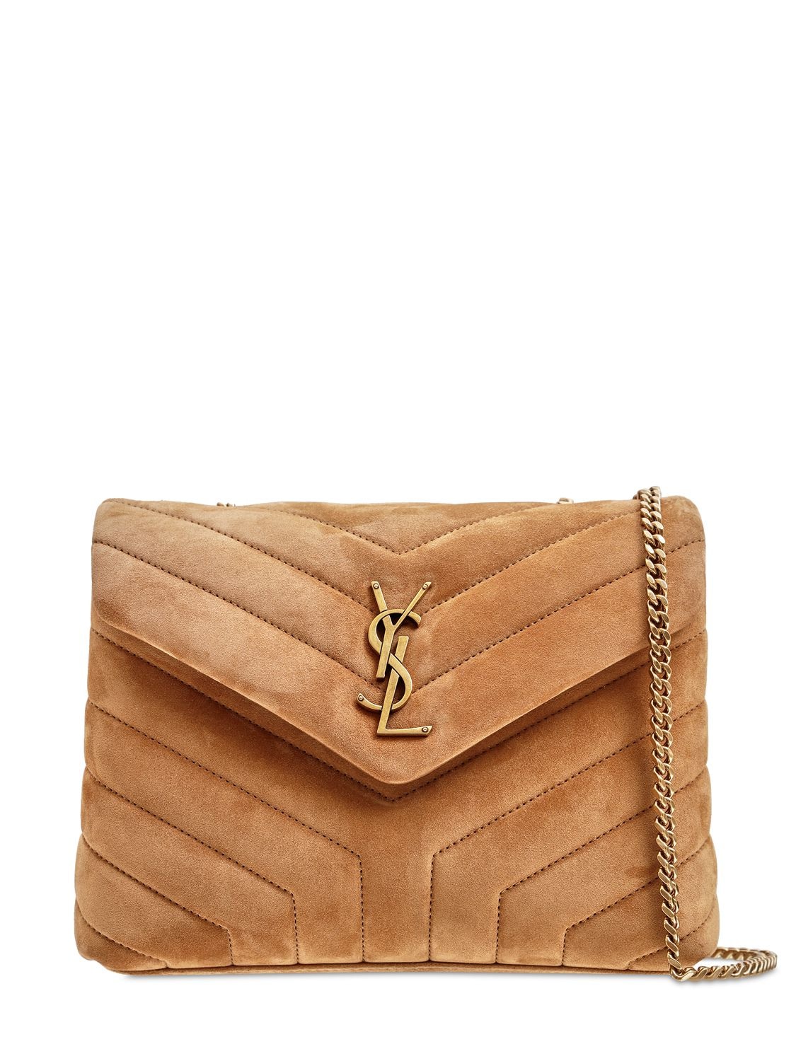 Image of Small Loulou Monogram Quilted Suede Bag