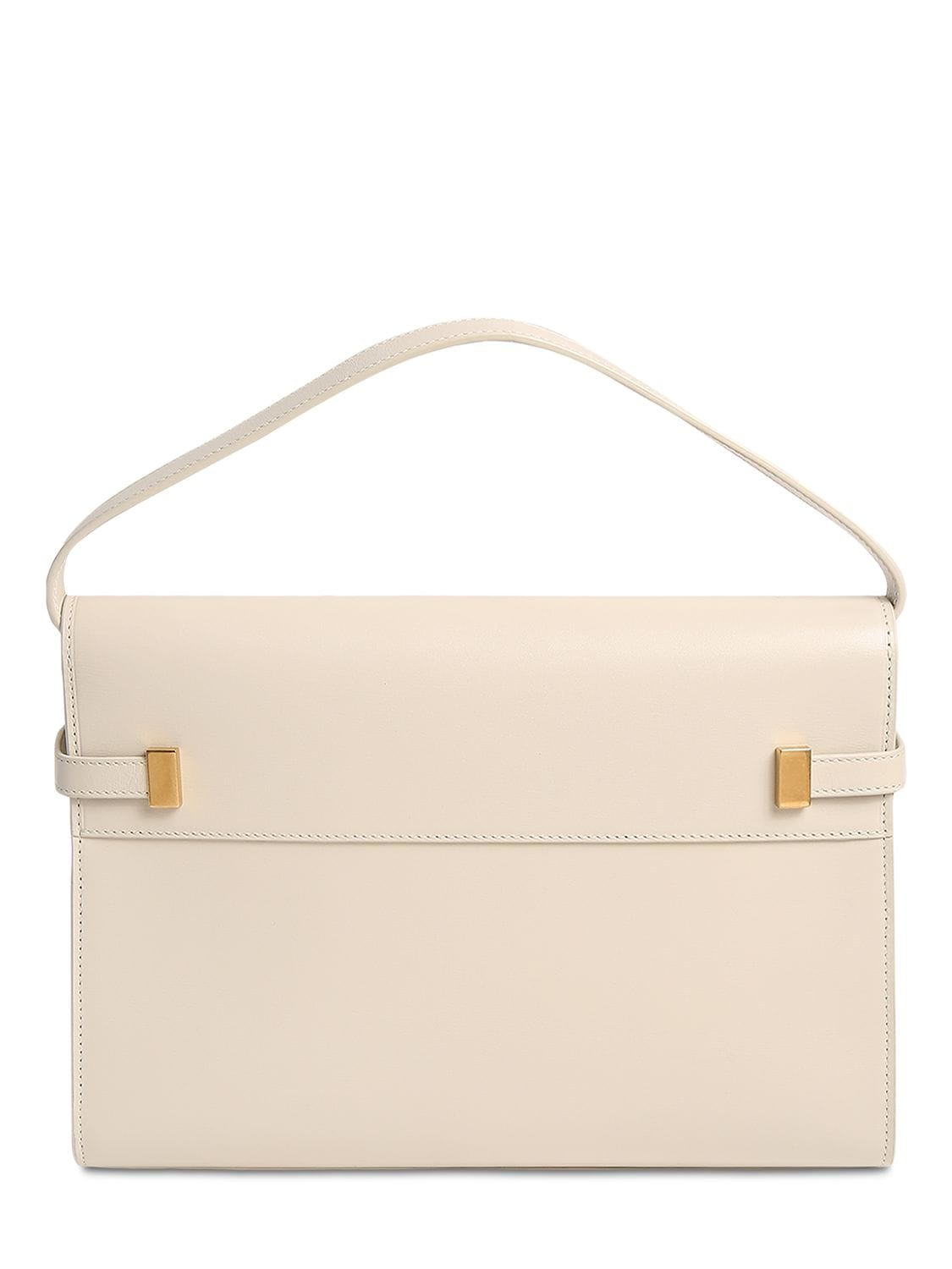 Shop Saint Laurent Manhattan Box Leather Bag In Crema Soft