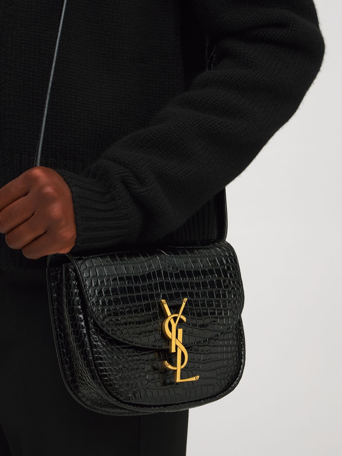 Shop Saint Laurent Small Kaia Leather Shoulder Bag In Black