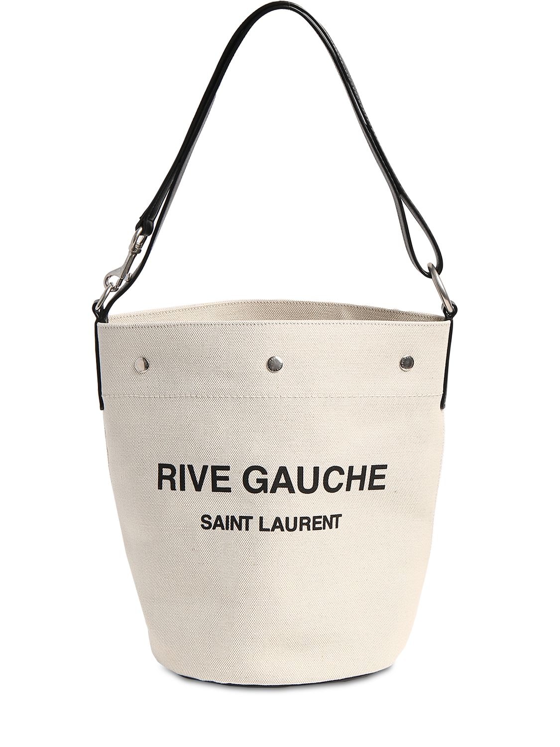 Seau Rive Gauche Linen Bucket Bag In Greggio