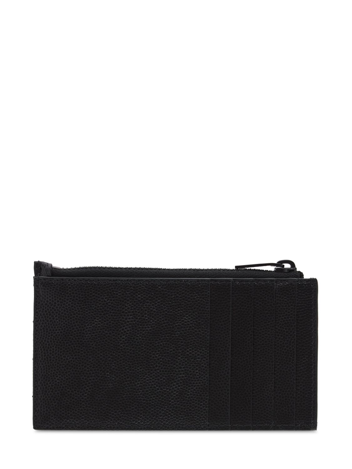 Shop Saint Laurent Monogram Grained Leather Zip Card Holder In Черный