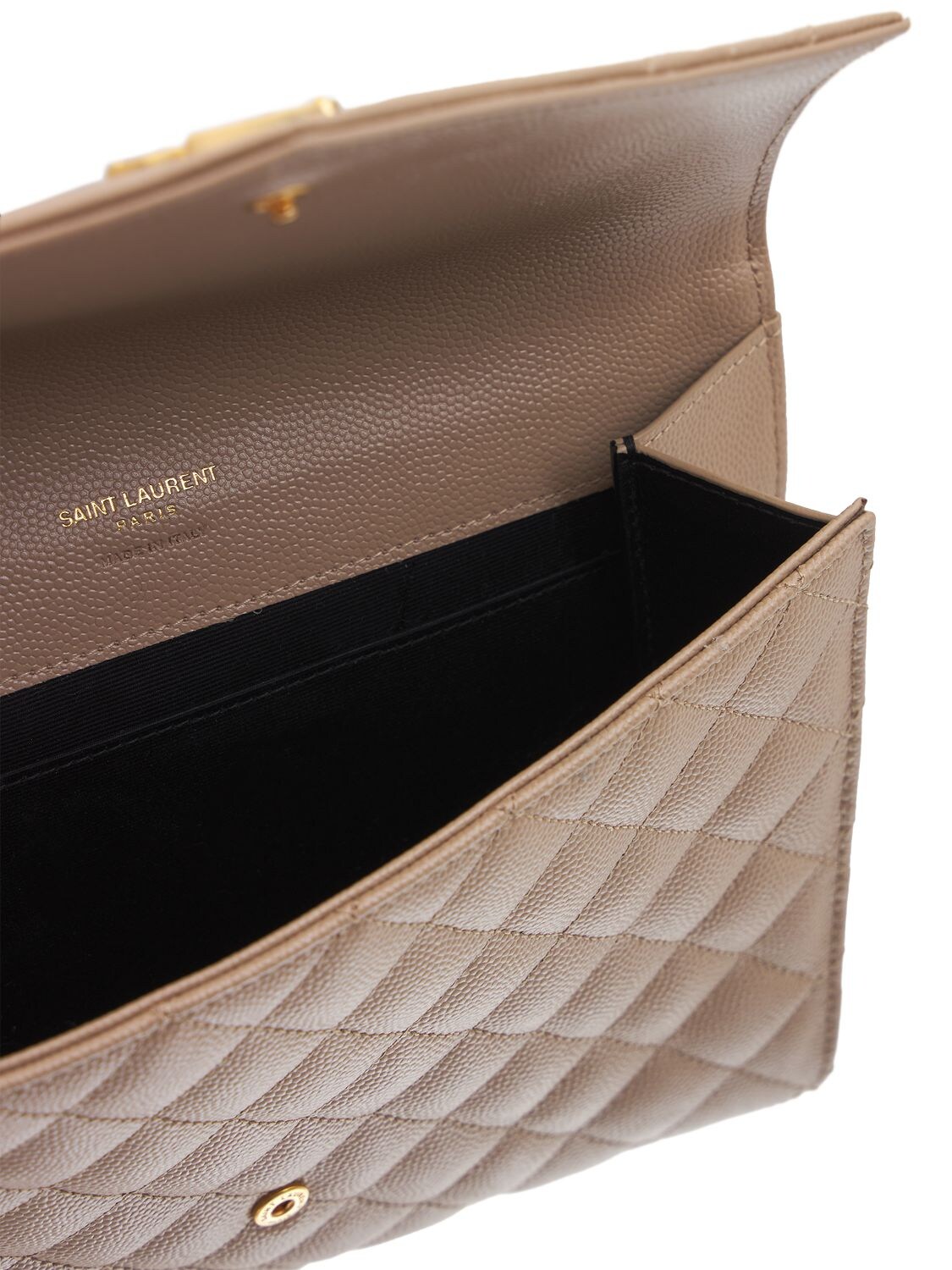 Shop Saint Laurent Envelope Pouch Embossed Leather Bag In Dark Beige