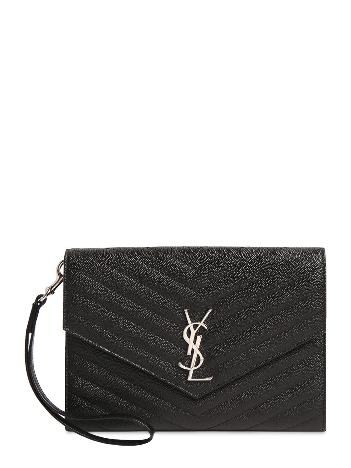 Image of Monogram Embossed Leather Clutch