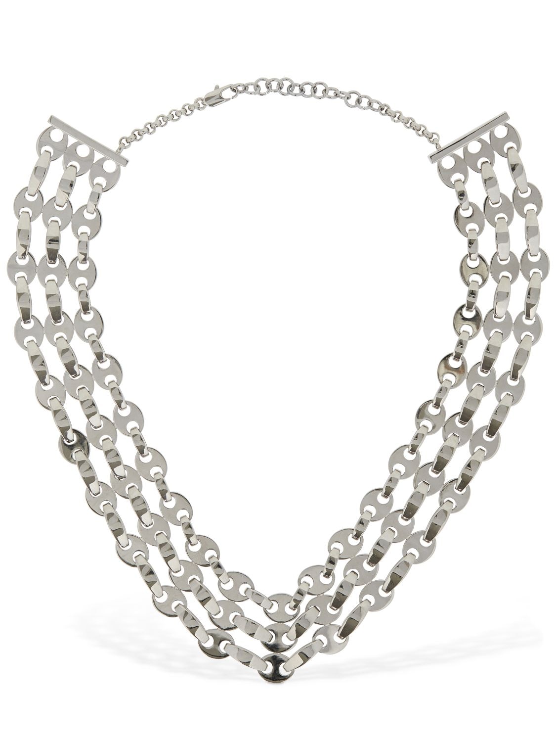 Paco Rabanne Three Row Eight Nano Necklace In Silver