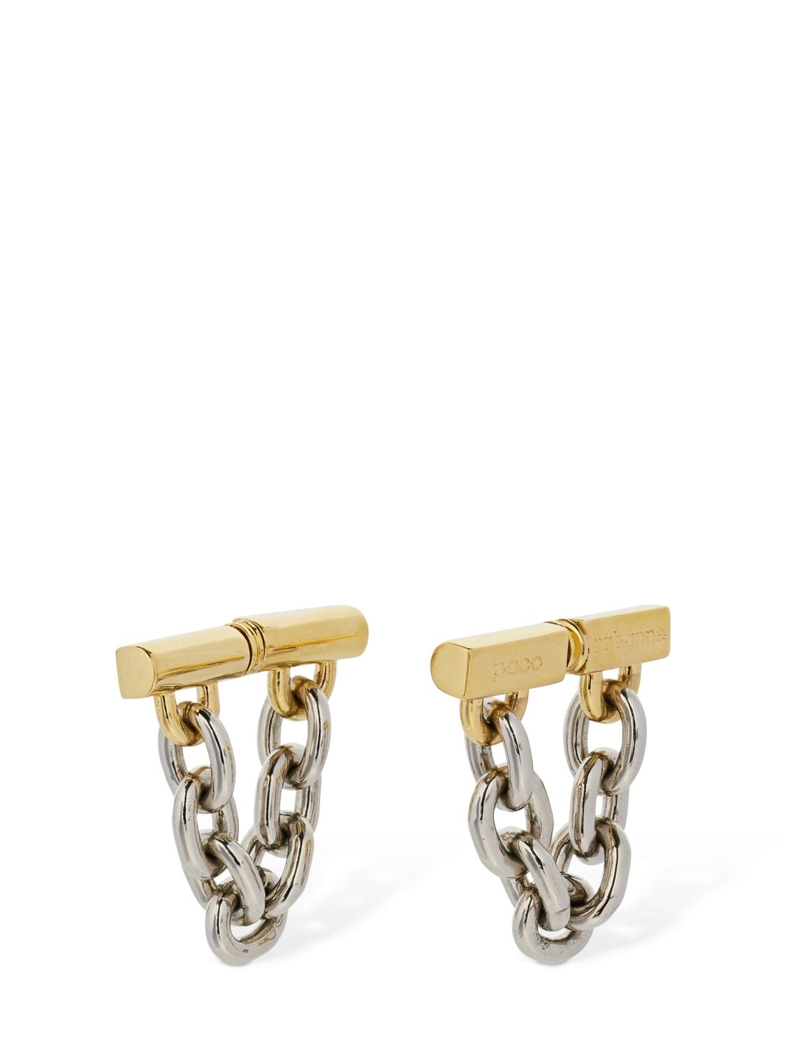 Shop Rabanne Xl Link Chain Earrings In Gold,silver
