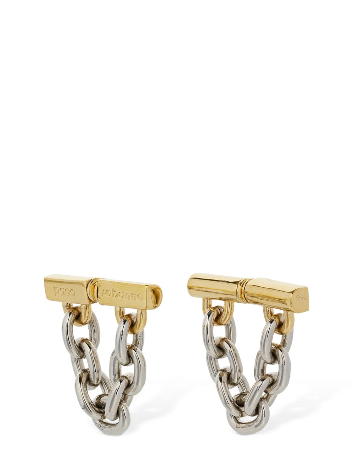 Shop Rabanne Xl Link Chain Earrings In Gold,silver