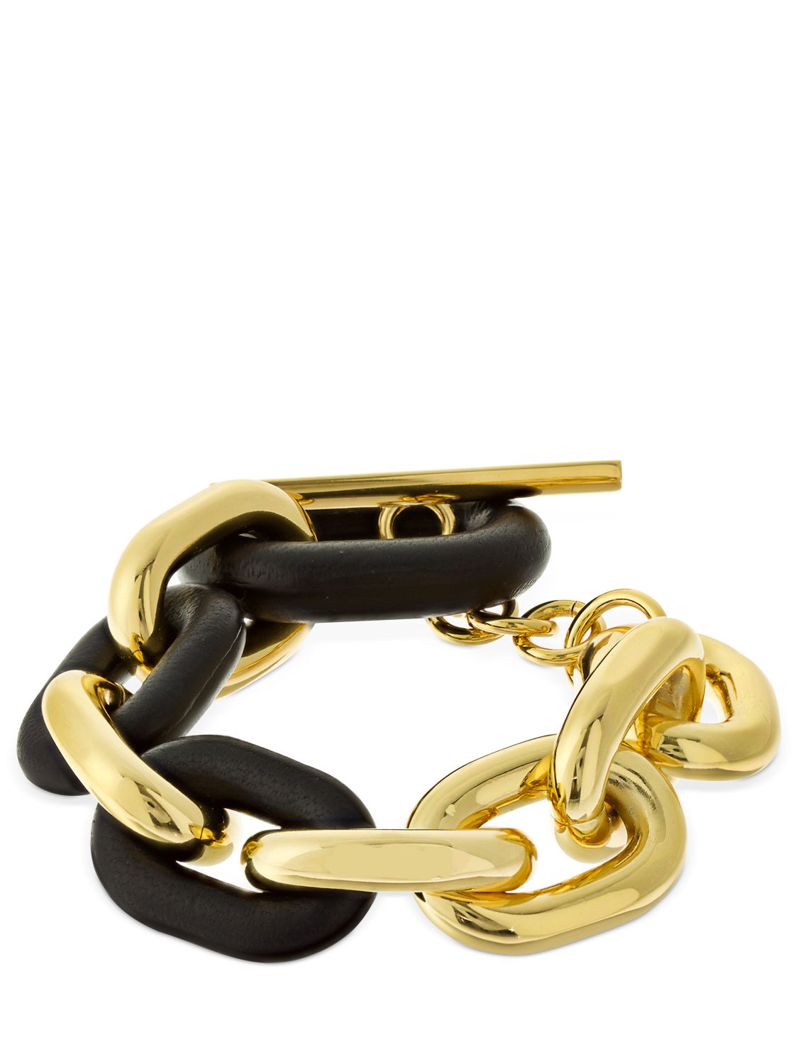 Paco Rabanne Xl link chain leather bracelet Luisaviaroma