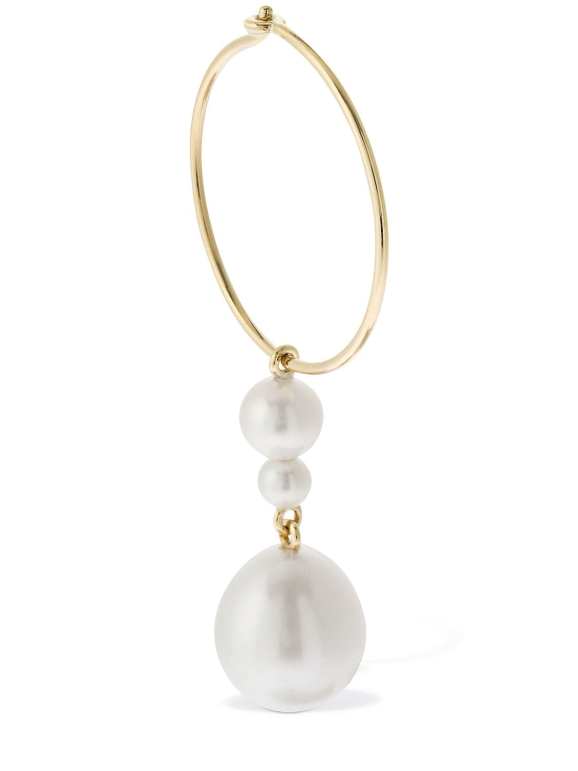 Shop Sophie Bille Brahe 14kt & Pearl L'eau Hoop Mono Earring In Pearl,gold