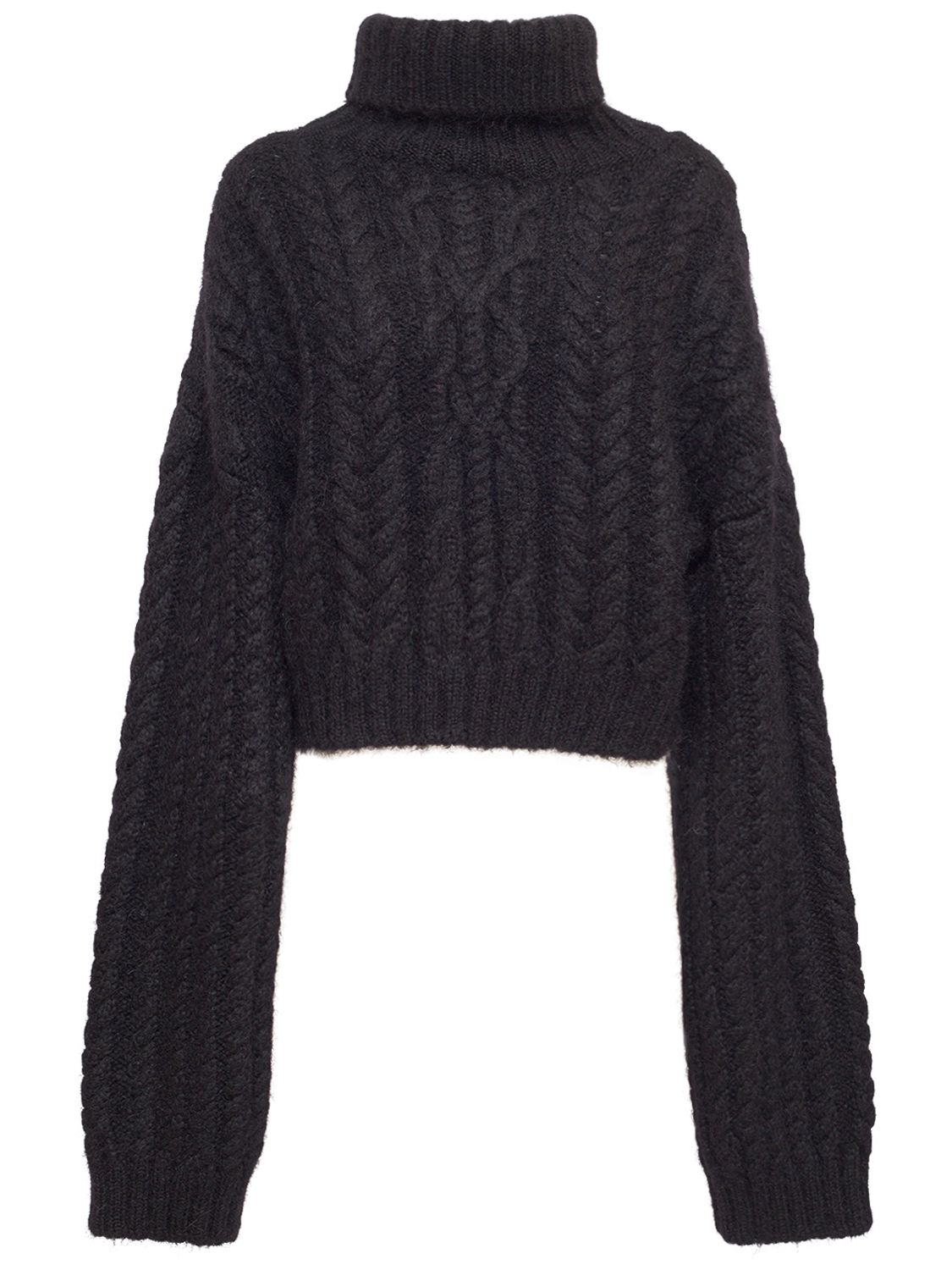 white cable knit crop sweater