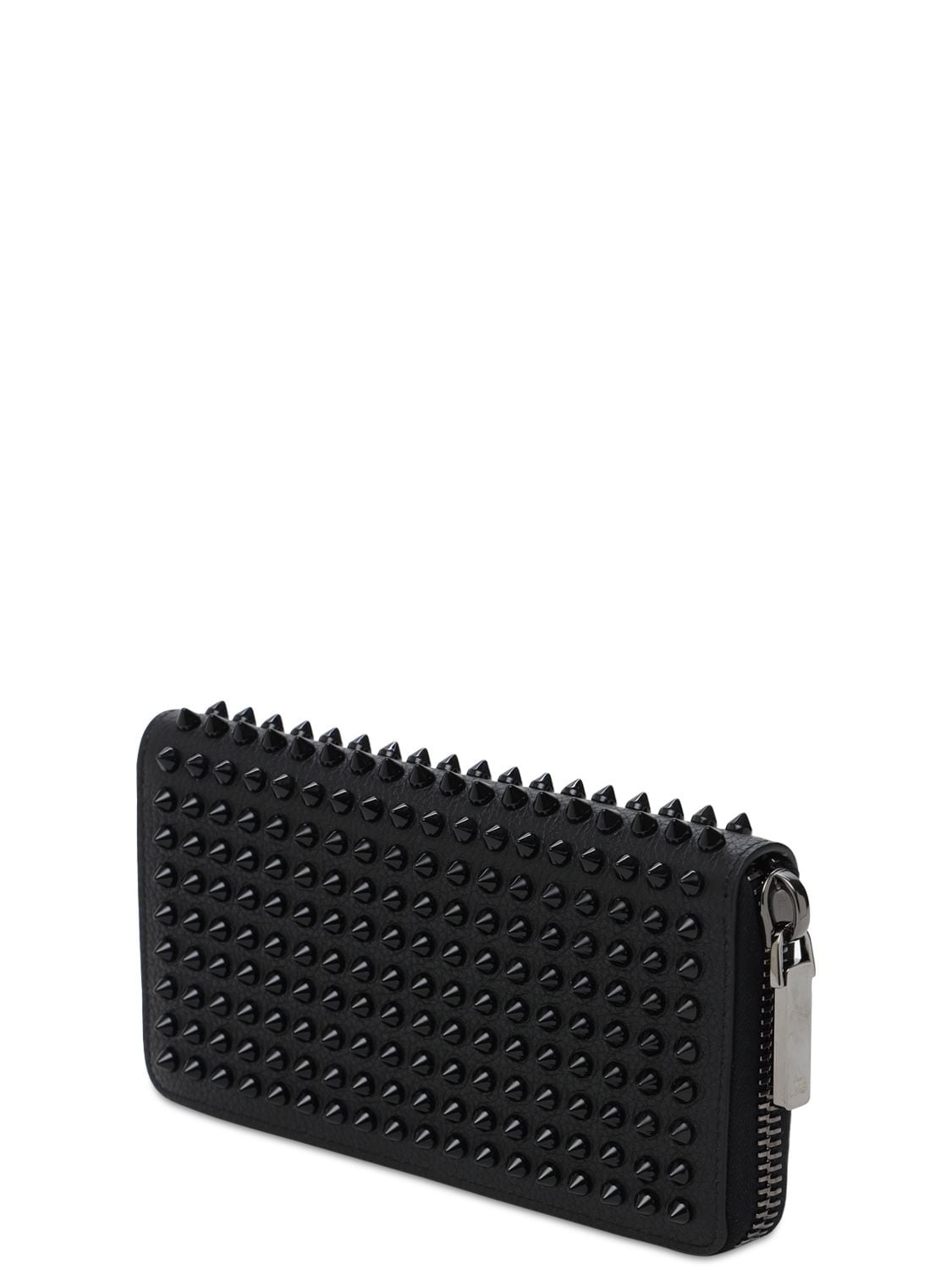 Shop Christian Louboutin Panettone Spiked Leather Zip Wallet In Black