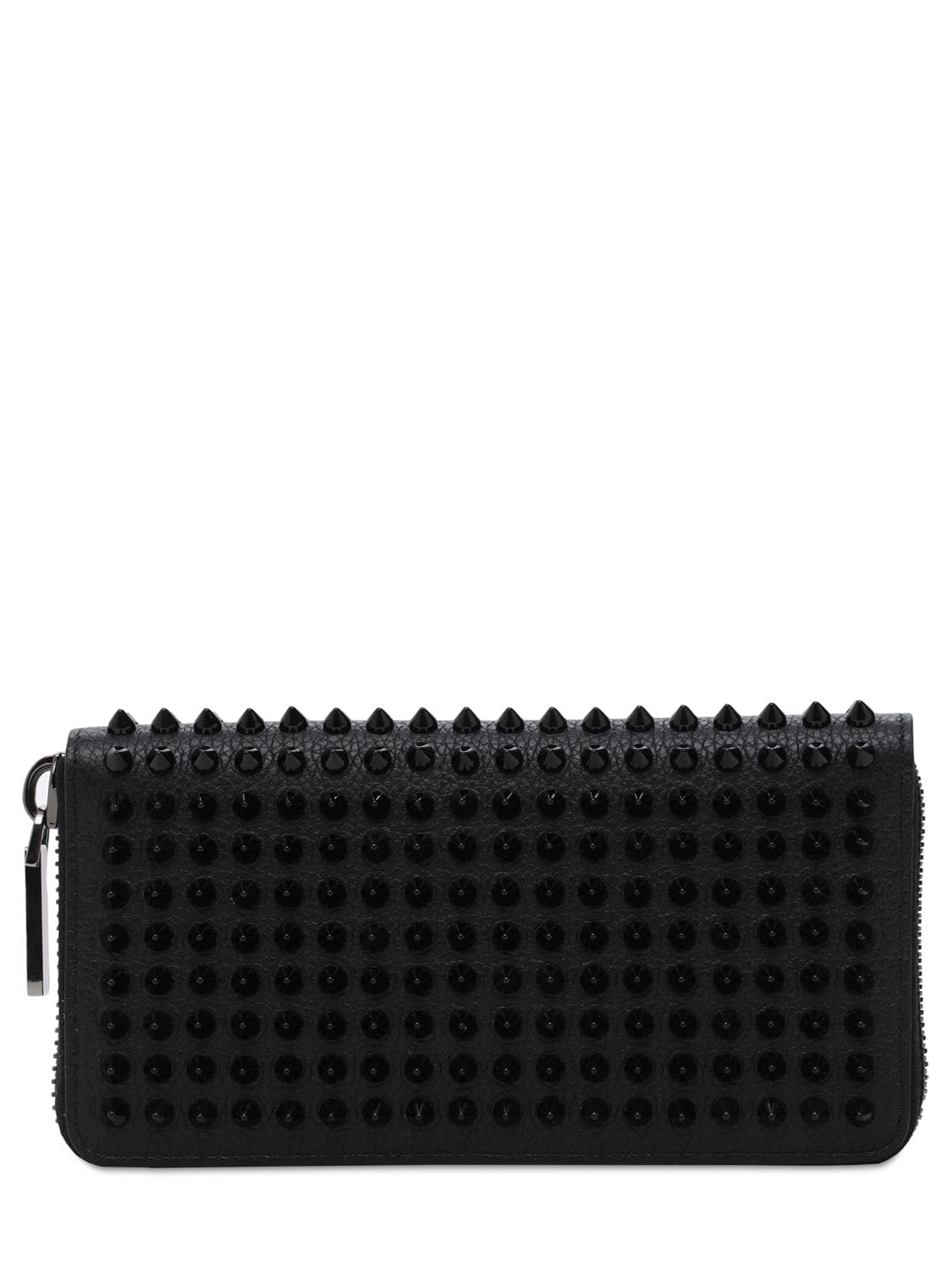 Shop Christian Louboutin Panettone Spiked Leather Zip Wallet In Black