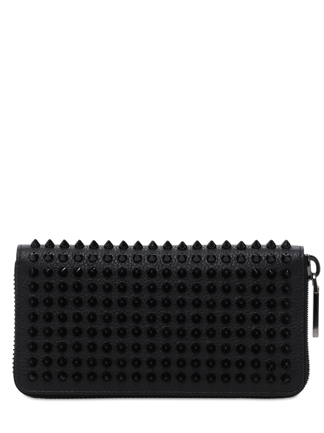 Christian Louboutin Panettone Spiked Leather Zip Wallet In Black