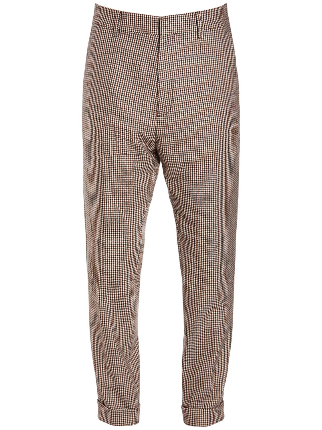Dsquared2 Houndstooth Wool Blend Pants In Multicolor