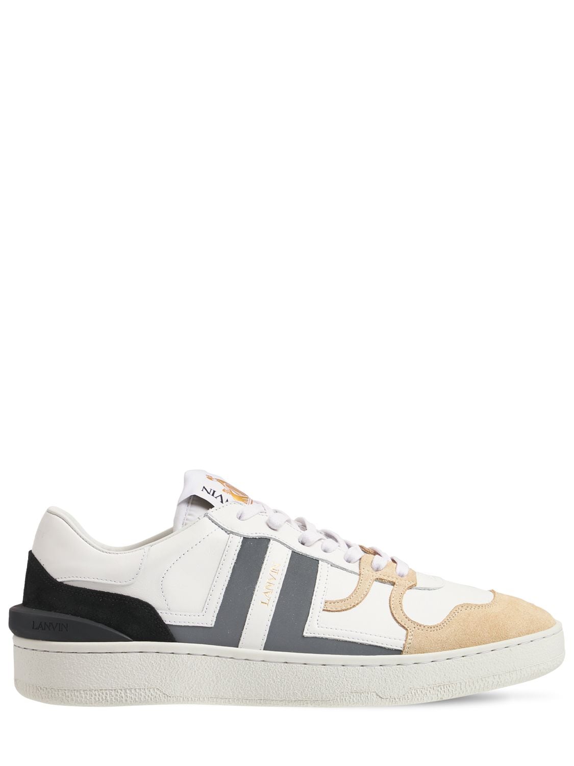 Lanvin - Clay low top lace-up sneakers - White/Silver | Luisaviaroma