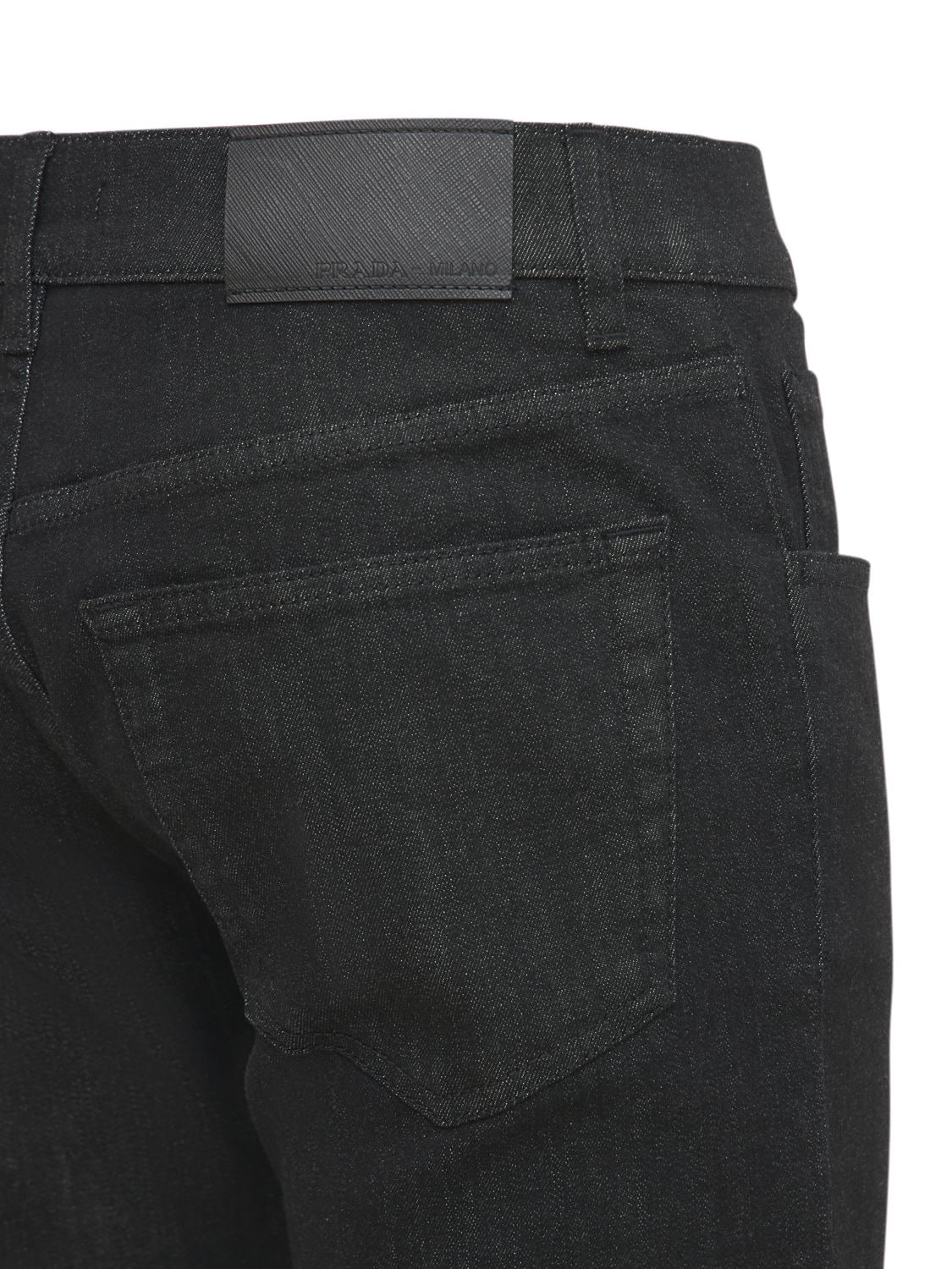 Prada 19cm Raw Stretch Cotton Denim Jeans In Schwarz | ModeSens
