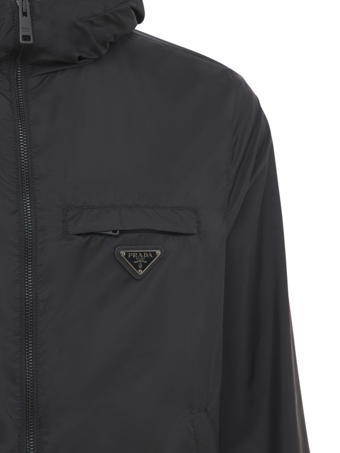 Shop Prada Logo Nylon Jacket In Black