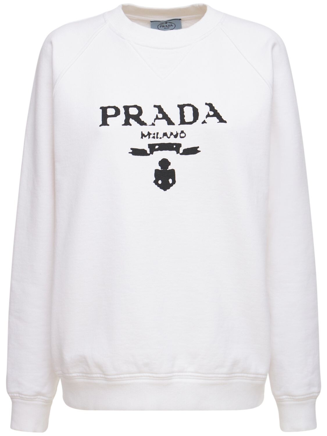 PRADA LOGO PRINTED COTTON JERSEY SWEATSHIRT,74IGF3039-RJA5NJQ1