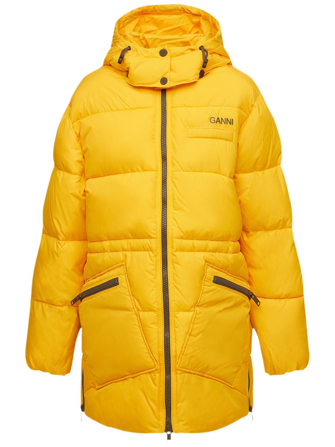 GANNI - Oversized recycled tech puffer jacket - Yellow | Luisaviaroma