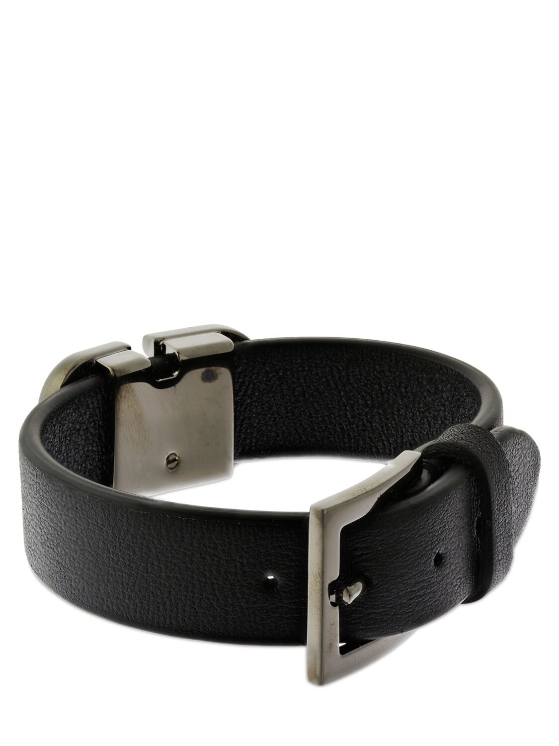 Shop Valentino V Logo Leather Belt Bracelet In Black